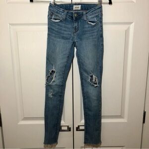 Girls Hudson Distressed Super Skinny Blue Jeans Size 10